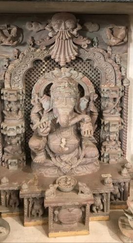 Polished Stone Sitting Ganesha Statue, Size : medium
