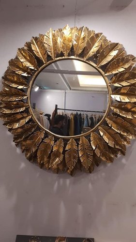 Brass Toughened Glass Round Wall Mirror