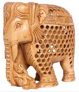 Polished Wooden Elephant Statue, for Dust Resistance, Shiny, Style : Antique