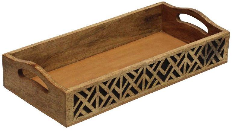Polished Printed wooden serving tray, Size : 15.5 Inch