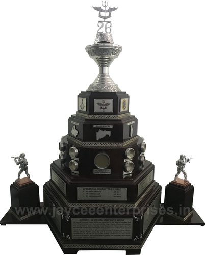 Jaycee Brass Customized Wooden Brown Trophy, for Raising day Celebration