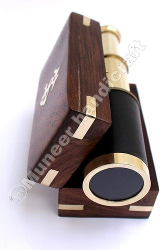 Brass Telescope with Wooden Box, Feature : Clear View, Durable, Easy To Use