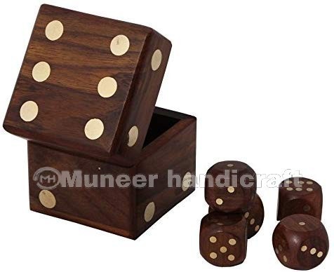 Polished Wooden Dice Box Set, Shape : Square