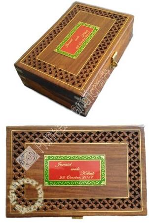 Carved Wooden Invitation Box, Size : 8/6 inch