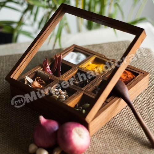 Wooden Spice Box, Color : Brown