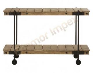 Rectangular Wood Console Table with Wheel, for In Living Room, Size : 120x44x77