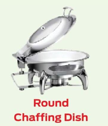 Stainless Steel Round Chafing Dish, for Serving Food, Feature : Durable, High Quality