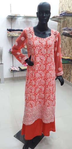 Embroidered Georgette Chikankari Suit, Occasion : Party Wear