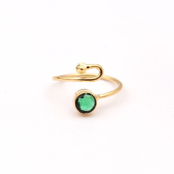 Emerald Hydro Gemstone Ring, Size : 6mm