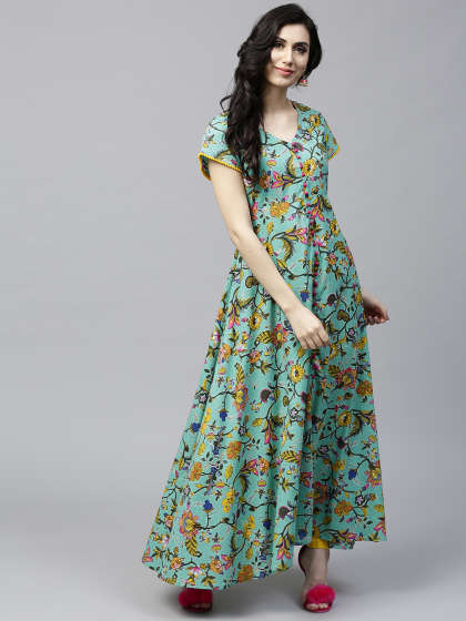 Printed Cotton Anarkali Kurtis, Technics : Attractive Pattern, Embroidered, Washed