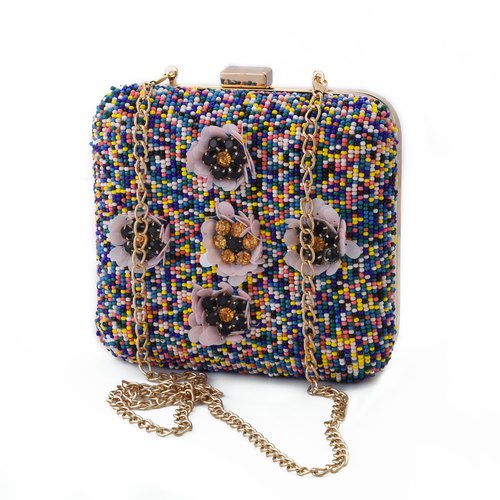 Beaded Clutch Bag, Color : MULTI