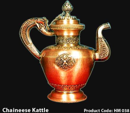 Metal Handicraft Chinese Kettle, for Decoration, Gifting, Temple Decoration, Feature : Attractive Designs