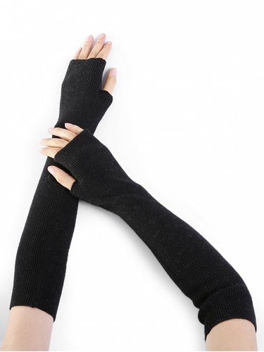 Nylon Black Arm Gloves, Pattern : Plain