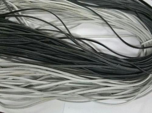 Shivam Narrow leather shoe laces, Color : White, Black