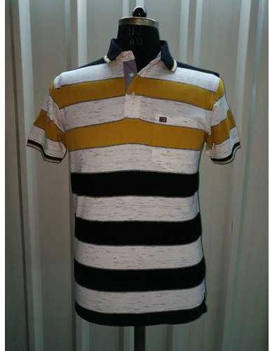 Mens Cotton Striped T-Shirt, Size : L
