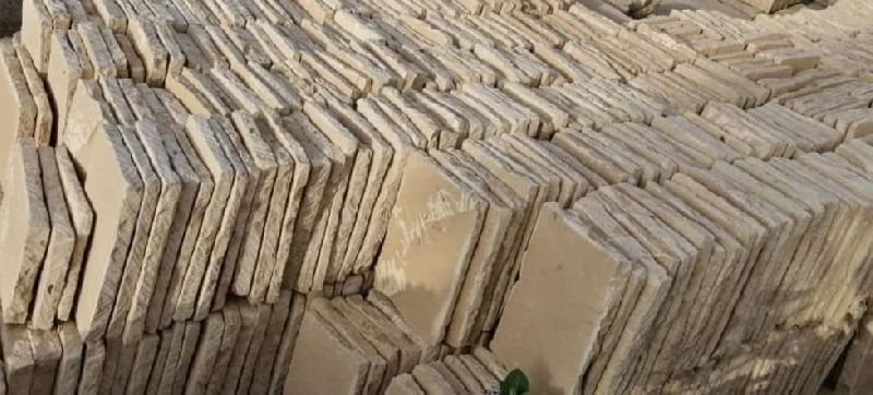 Non Polished Natural Hand Cut Stone, for Flooring, Wall, Color : White, Yellow