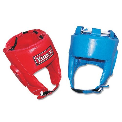Vinex Plain Soft Leather Boxing Head Guard, Color : Red Blue