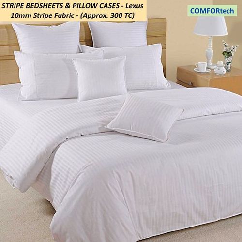 Stripes  hotel bed sheet, Color : White