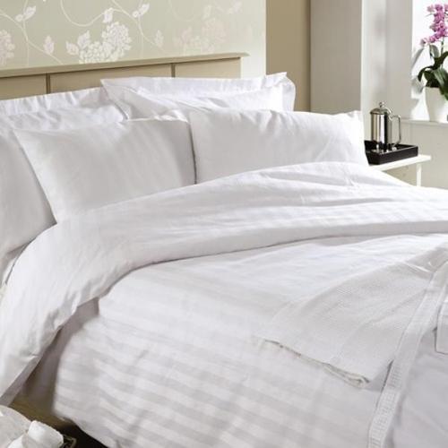 Stripe White Hotel Bed Sheet, Feature : Eco Friendly, Easy To Clean, Anti Shrink