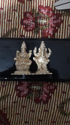 Silver Brass Laxmi Ganesh Statue, for Home Decor