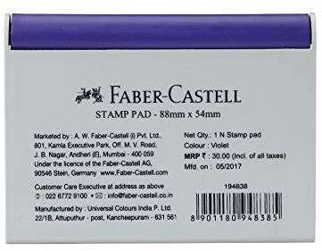 Rectangular Faber Castell Stamp Pad, for College, Office, School, Size : 5.5x3inch, 6.5x3inch, 7.5x3inch