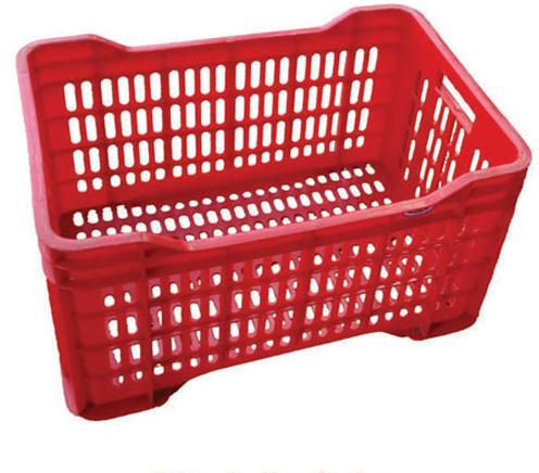 Rectangular HDPE Fish Crates, Color : Red