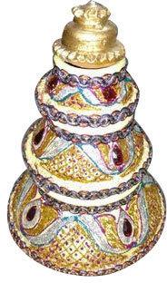 Round Clay Pooja Pot, Color : Golden