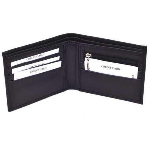 4 Card Slot Mens Black Leather Wallet