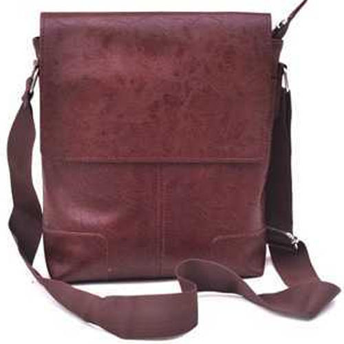 Brown Men PU Leather Crossbody Bag