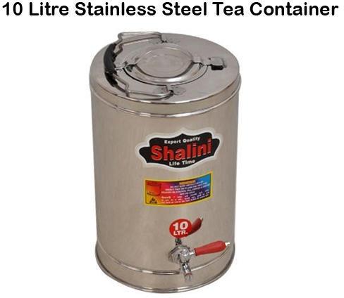 Round 10 Litre Stainless Steel Tea Container, for Office, Size : Standard