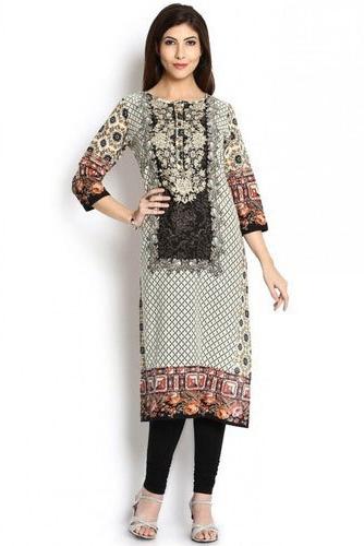 Cotton 3/4th Sleeves Printed Kurti, Size : Multisize