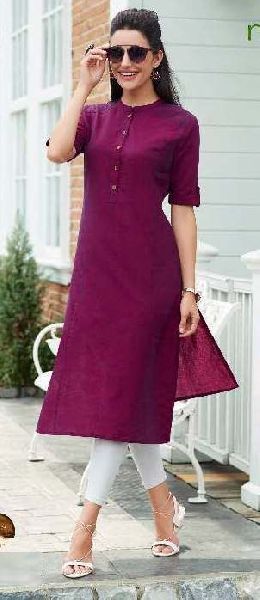 Plain Pure Cotton Kurtis, Style : Straight