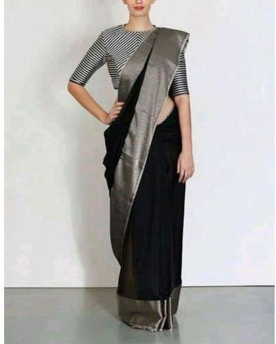 Plain Fancy linen saree, Feature : Colorfastness