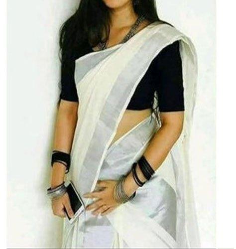 Plain Linen Saree, Saree Length : 6.5 m (with running blouse )