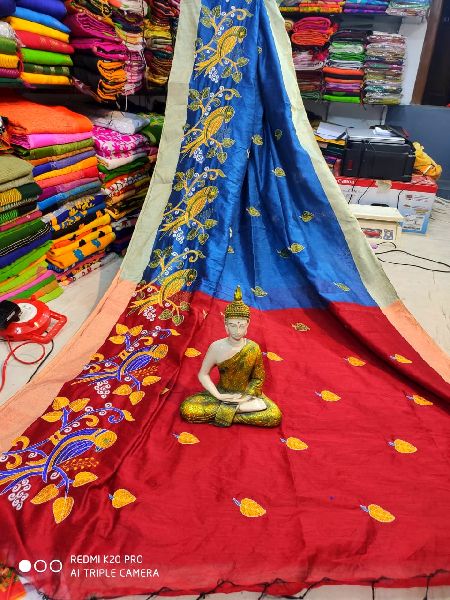 Embroidered Handloom Cotton Silk Saree, Occasion : Festival Wear, Party Wear, Wedding Wear