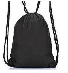 Miracle Polyester Plain Black Drawstring Bag