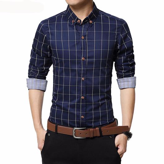 Long Sleeve Cotton Mens Checkered Shirt, Pattern : Checked, Occasion ...