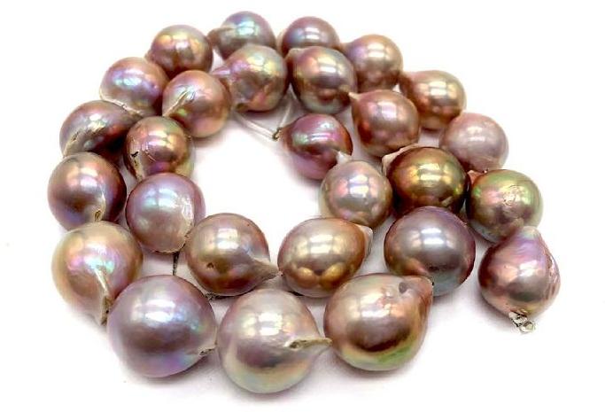 11.5-14 MM BAROQUE SHAPE PEACH COLOR FRESHWATER PEARL BEADS