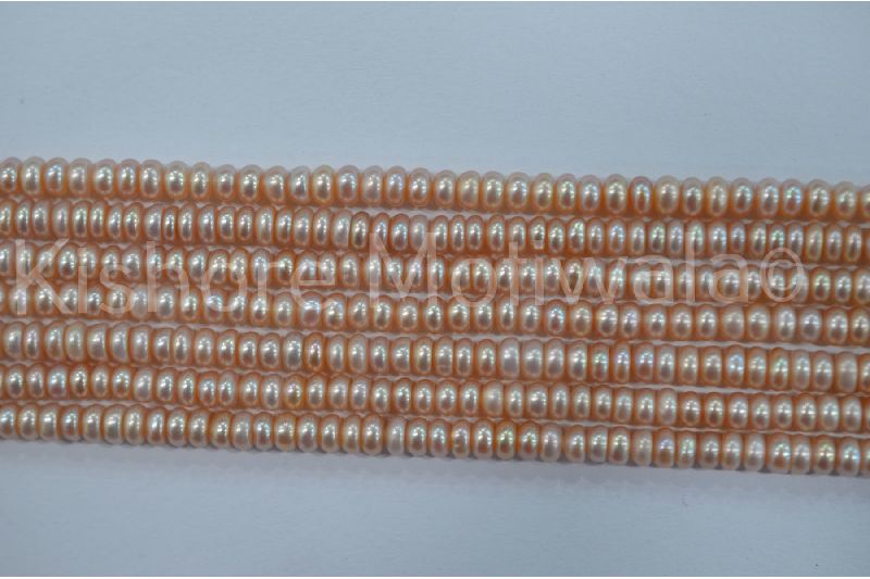 3.5 MM DARK PINK COLOR FLAT SHAPE FRESHWATER PEARL BEADS