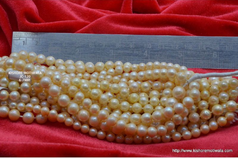 6-7 MM ROUND SHAPE GOLDEN COLOER JAPAN CULTURE PEARL BEADS