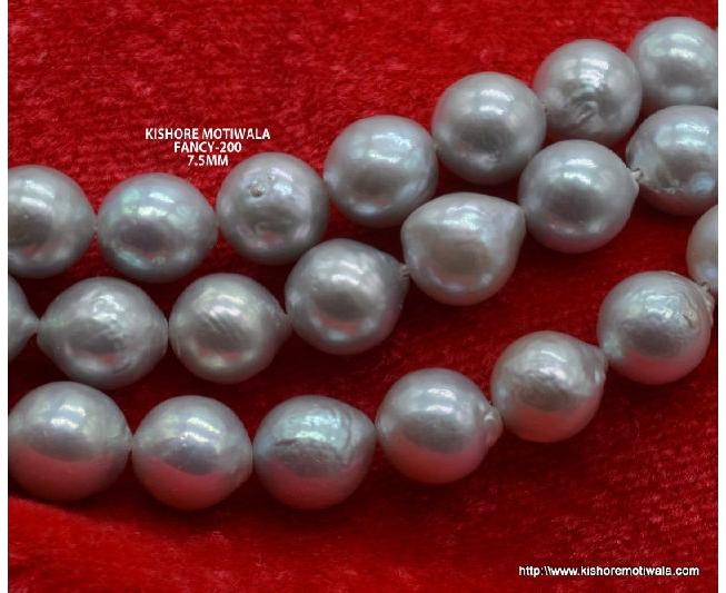 7.5 MM UNEVEN SHAPE GRAY COLOR FRESH WATER PEARL BEADS