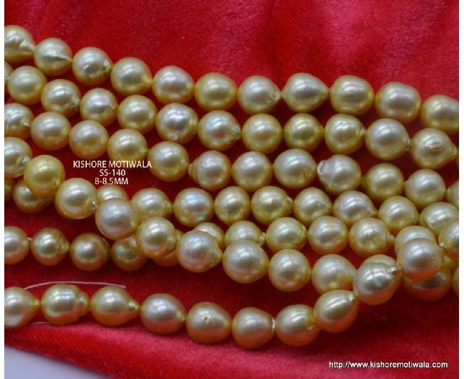 8-8.5 MM DROP SHAPE GOLDEN COLOR SOUTH SEA PEARL BEADS