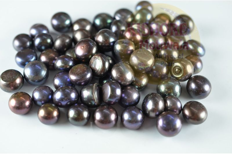 BLACK COLOR FRESHWATER 9-13 MM BUTTON LOOSE PEARL