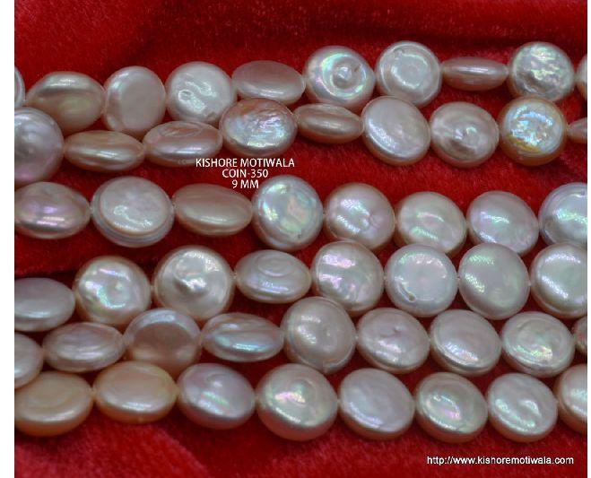 COIN SHAPE FRESHWATER GENUINE PEARL BEADS, Color : Pink