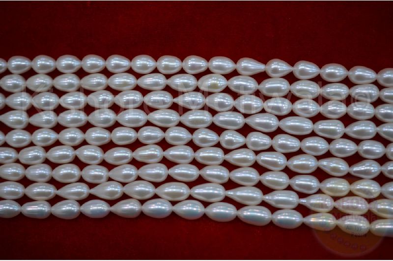 DROP SHAPE WHITE COLOR 7 MM FRESHWATER PEARL BEADS