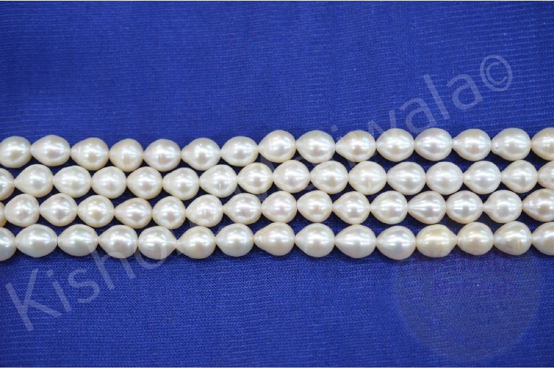 DROP SHAPE WHITE COLOR FRESHWATER 8-8.5 MM PEARL BEADS