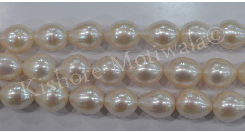 FRESHWATER DROP SHAPE 10 MM WHITE COLOR PEARL BEADS