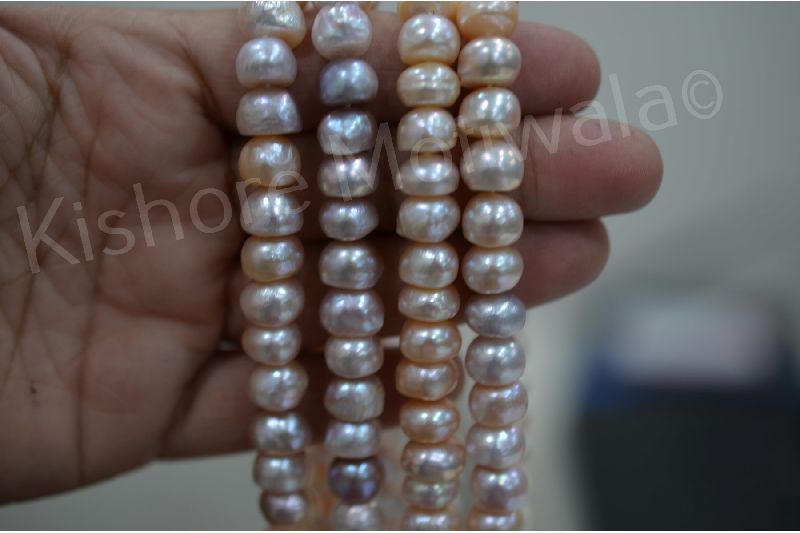 FRESHWATER FLAT SHAPE PEACH COLOR 9 MM PEARL BEADS