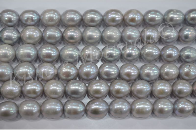 FRESHWATER RICE SHAPE 9-10 MM GRAY COLOR PEARL BEADS