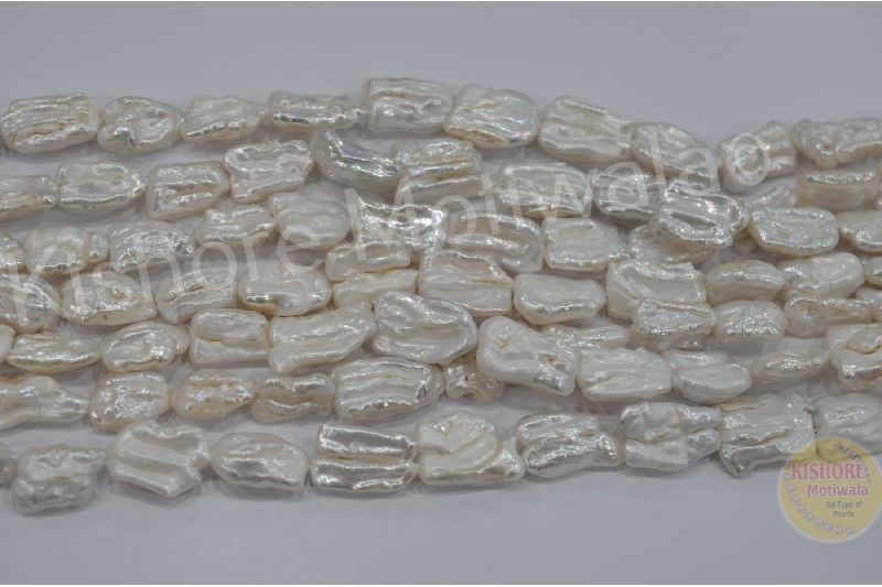 FRESHWATER UNEVEN SHAPE 12-20 MM WHITE COLOR PEARL BEADS